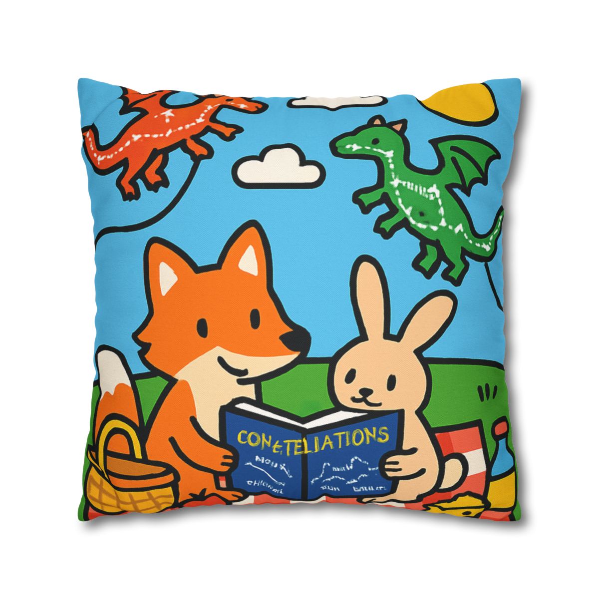 Sky Map Picnic With Dragon Kites personalized pillow covers