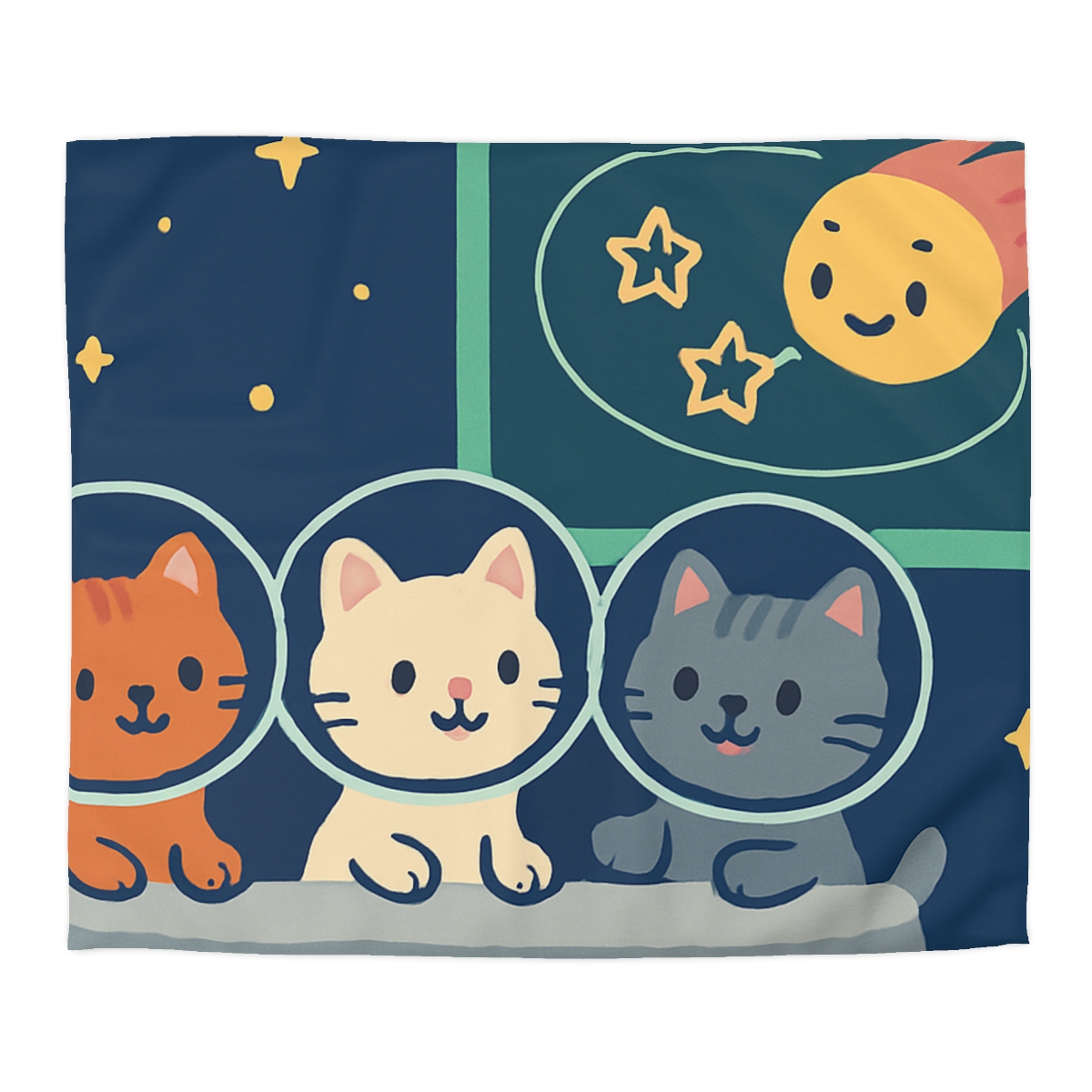 Comet Classroom For Curious Kittens designer printed duvets