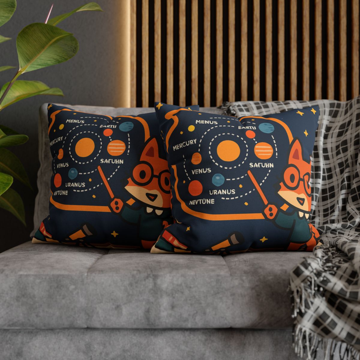 Comet Classroom With Star Map Fox trendy patterned pillow cases