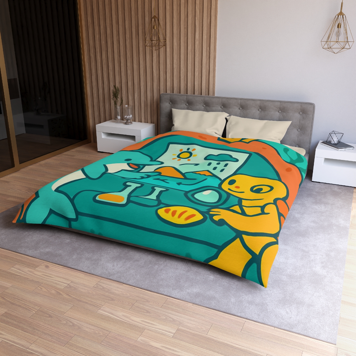 Coral Reef Science Lab designer printed duvets