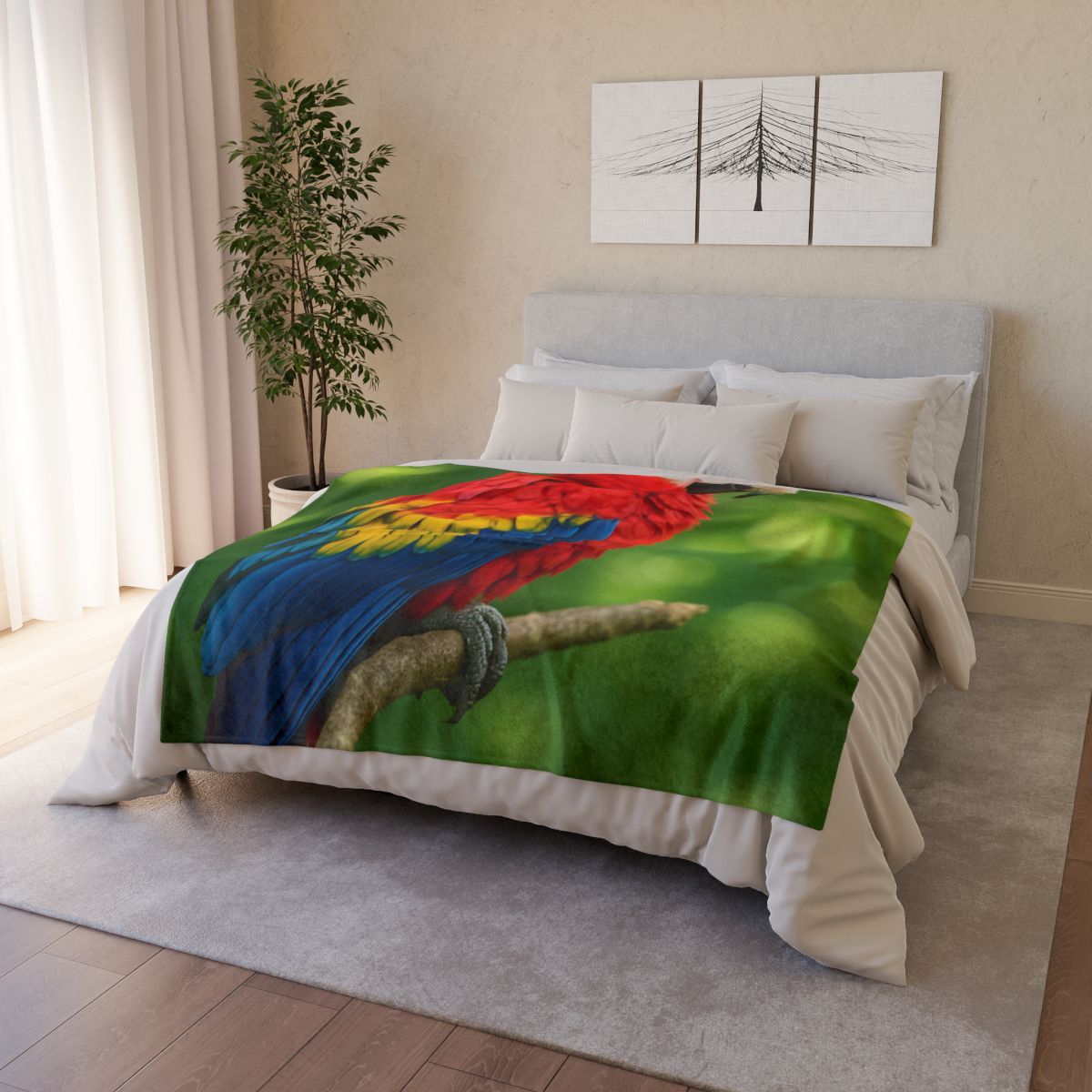 Color Storm Scarlet Macaw trendy patterned blankets
