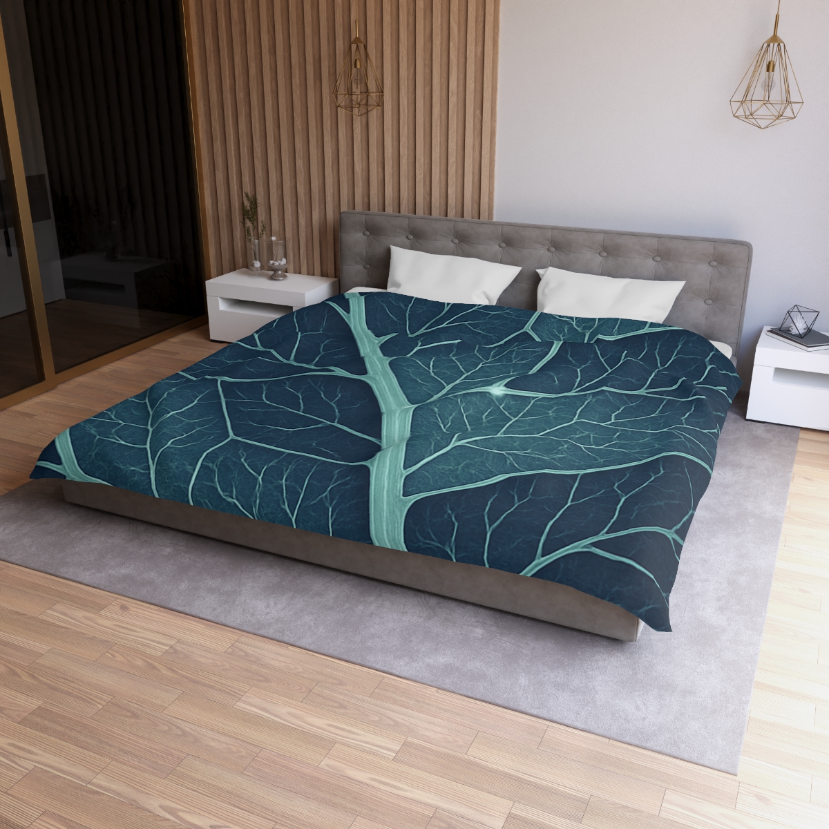 Leaf Vein Circuit Map designer printed duvets
