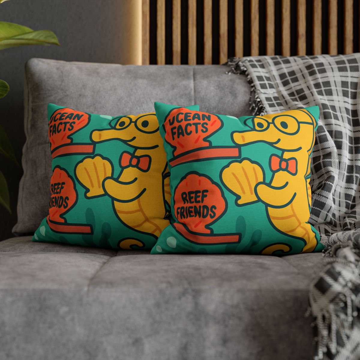 Underwater Library Of The Seahorse Librarian stylish decorative pillowcases