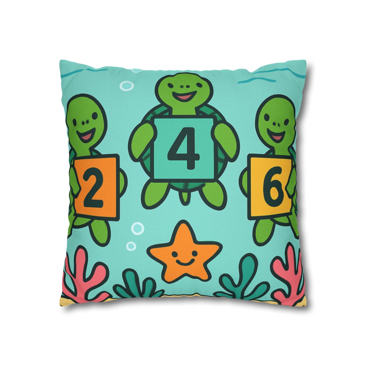 Coral Reef Math Parade Of Sea Turtles soft cotton pillow cases