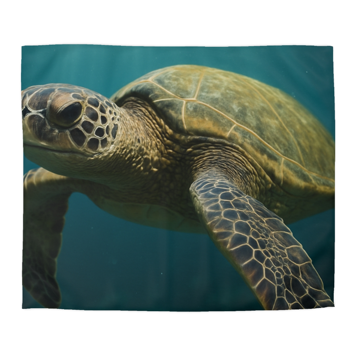 Glasswater Drift Green Sea Turtle designer printed duvets
