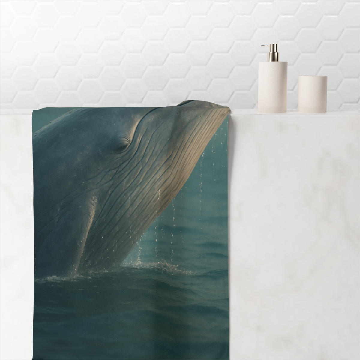 Ocean Whisper Blue Whale custom towels