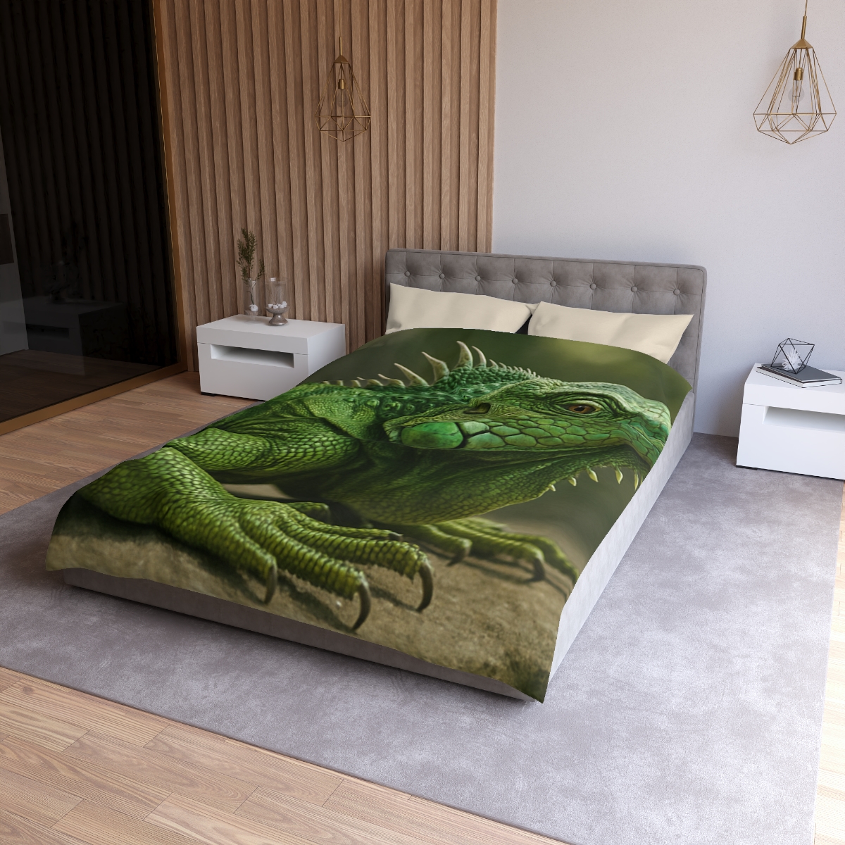 Stone Quiet Green Iguana personalized bedding duvets