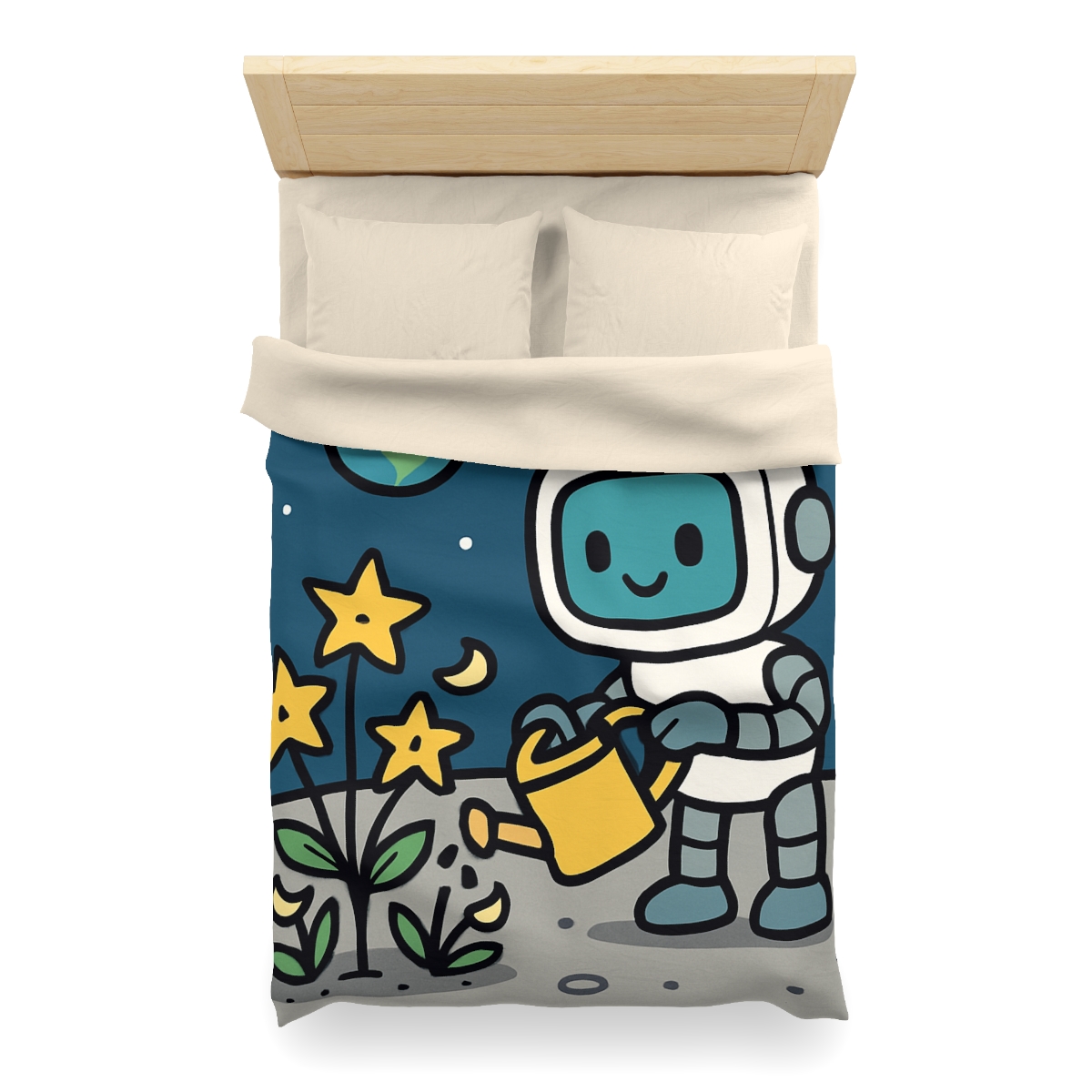 Moon Garden Robot And Space Sprouts duvets for gifts