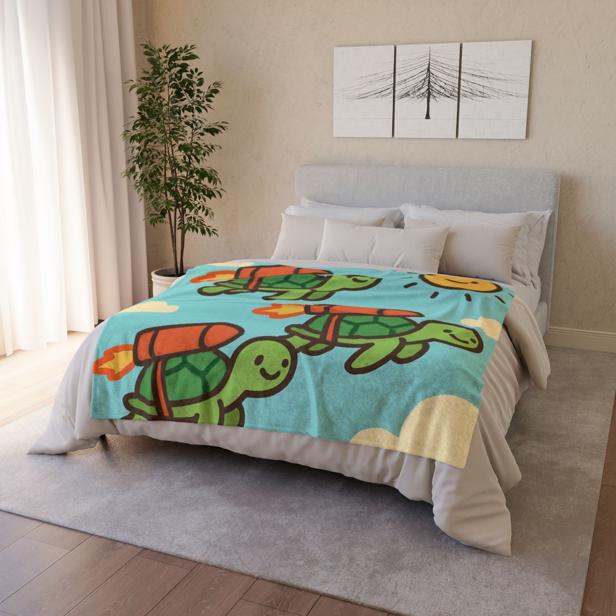 Rocket Powered Turtles personalized cozy blankets