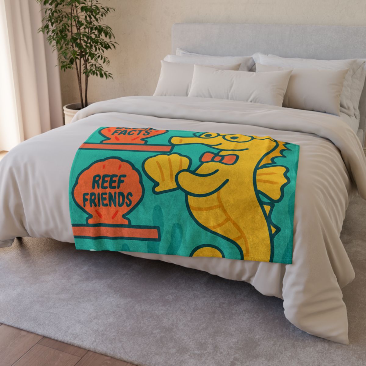 Underwater Library Of The Seahorse Librarian designer printed blankets