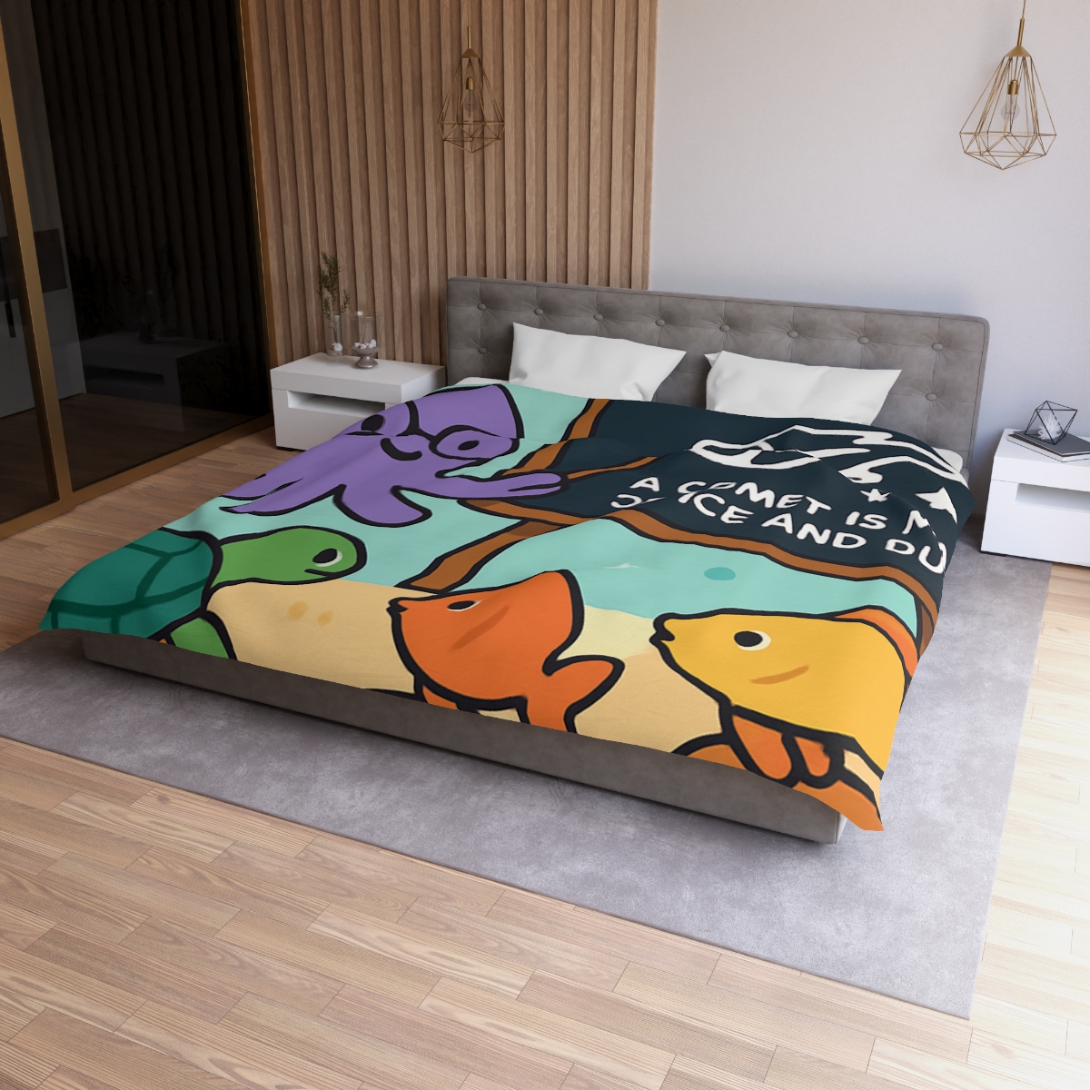 Comet Classroom With Professor Octopus soft comforter duvets