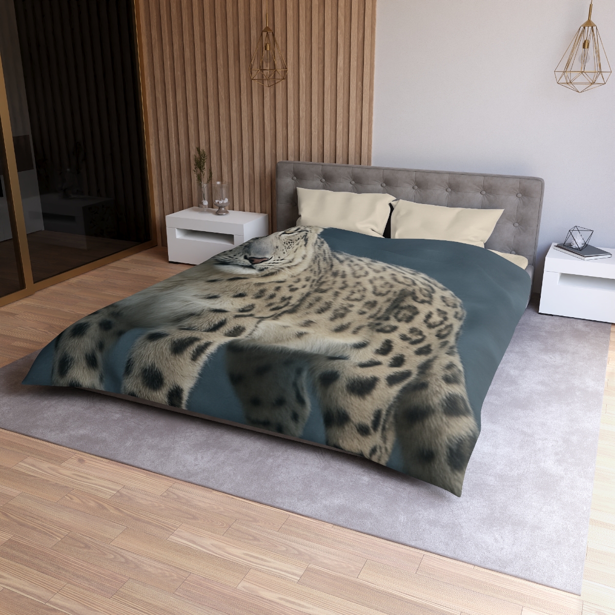 Aurora Gaze Snow Leopard personalized bedding duvets