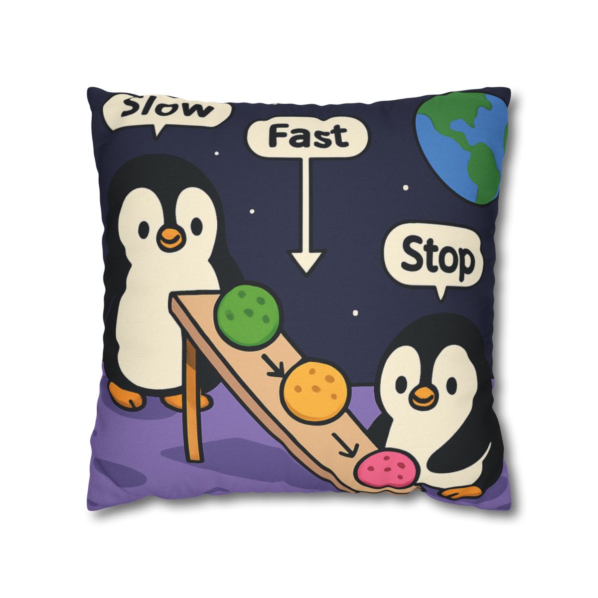 Moonlight Penguin Ice Cream Physics personalized pillow covers