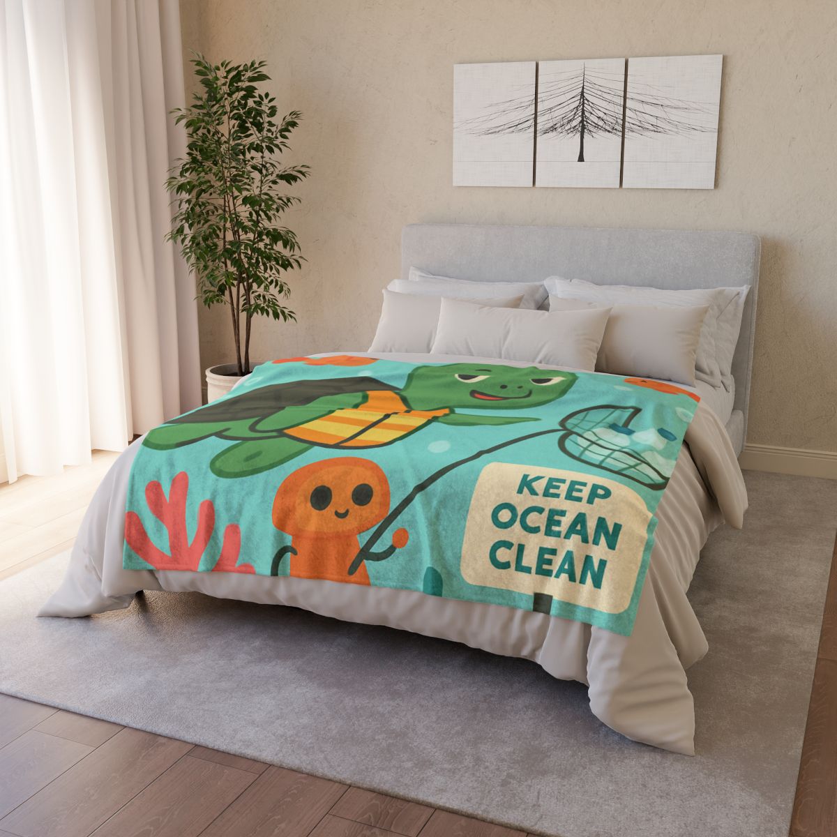 Coral Cleanup Turtle Patrol trendy patterned blankets