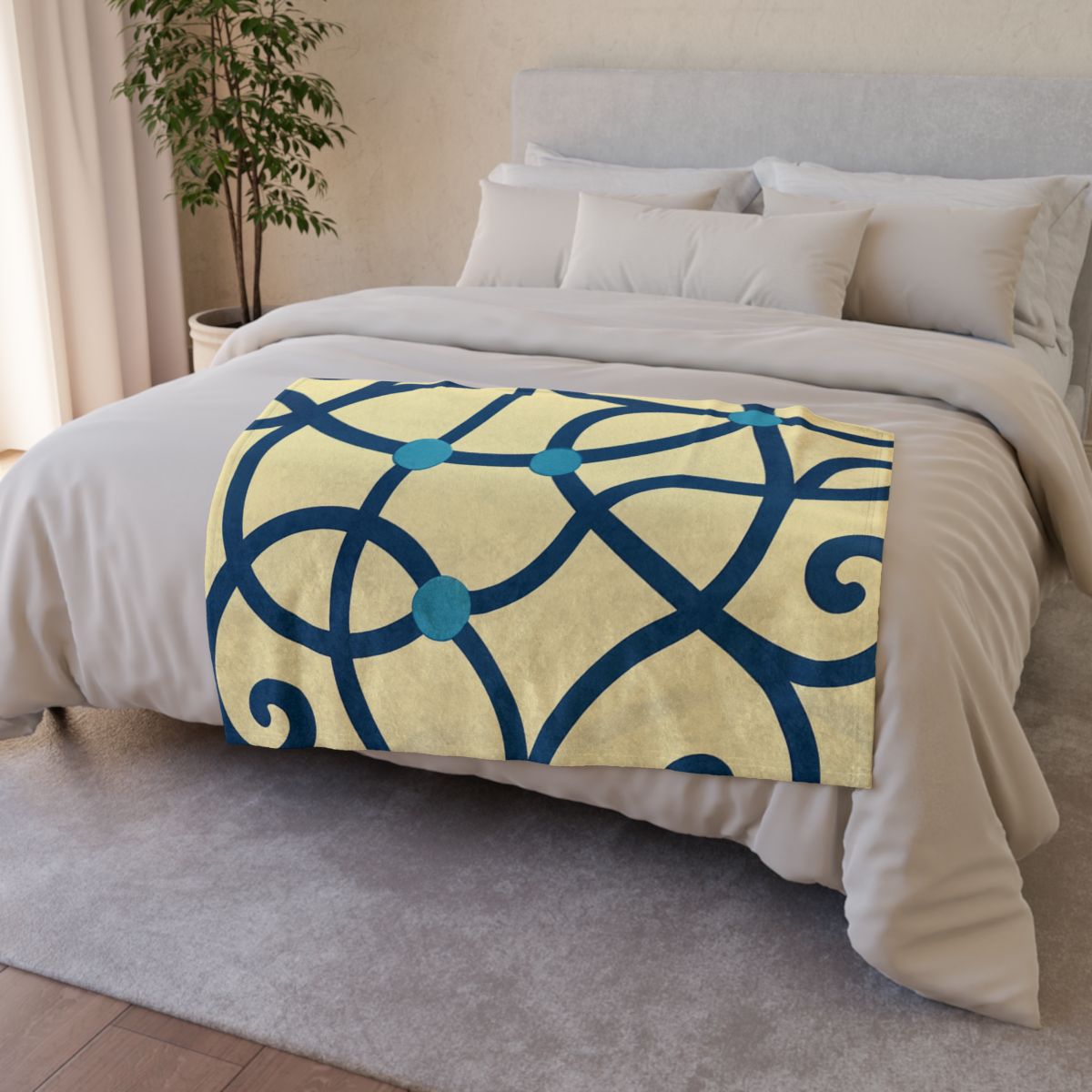 Tendril Ribbon Network designer printed blankets