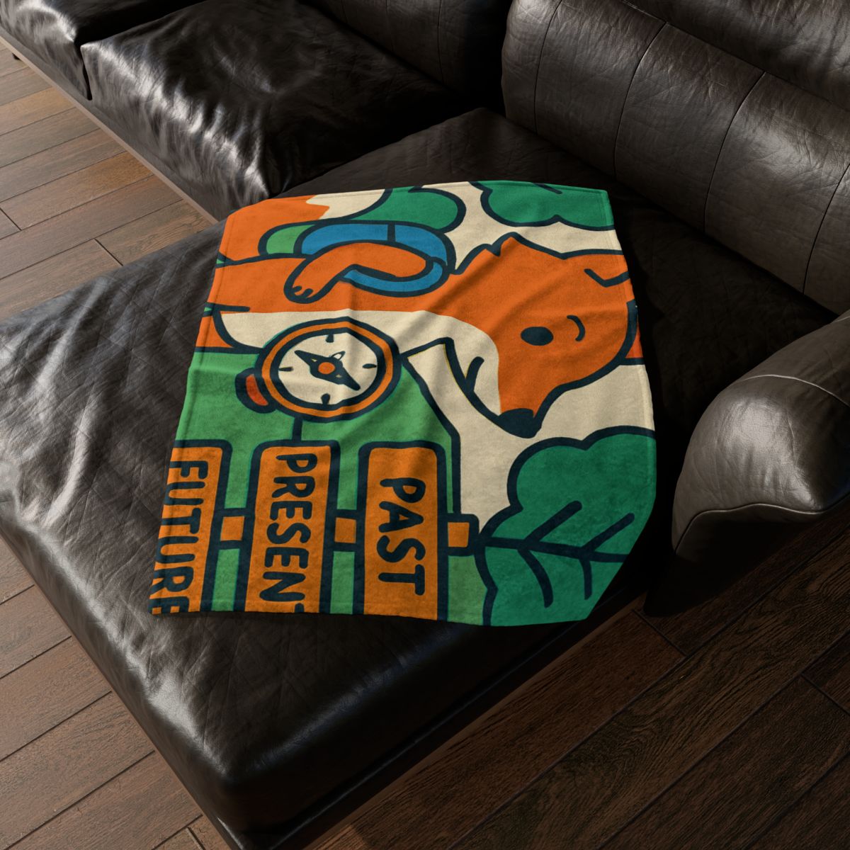Time Traveling Forest Fox decorative home blankets
