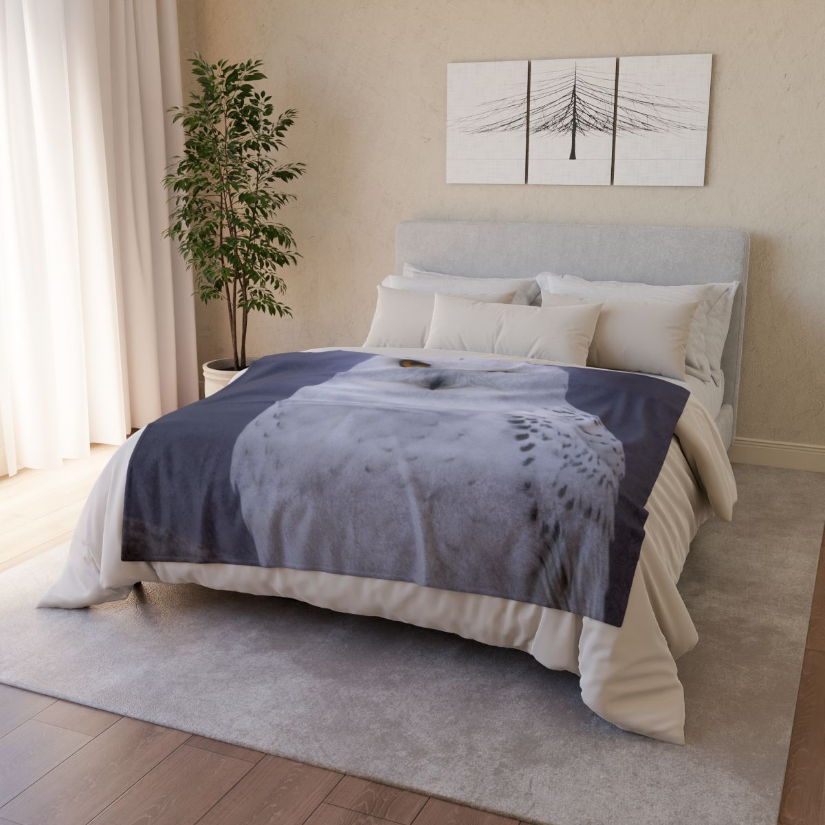 Twilight Watcher Snowy Owl trendy patterned blankets
