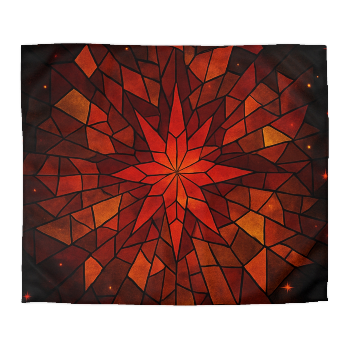 Crimson Starburst Mosaic unique patterned duvets