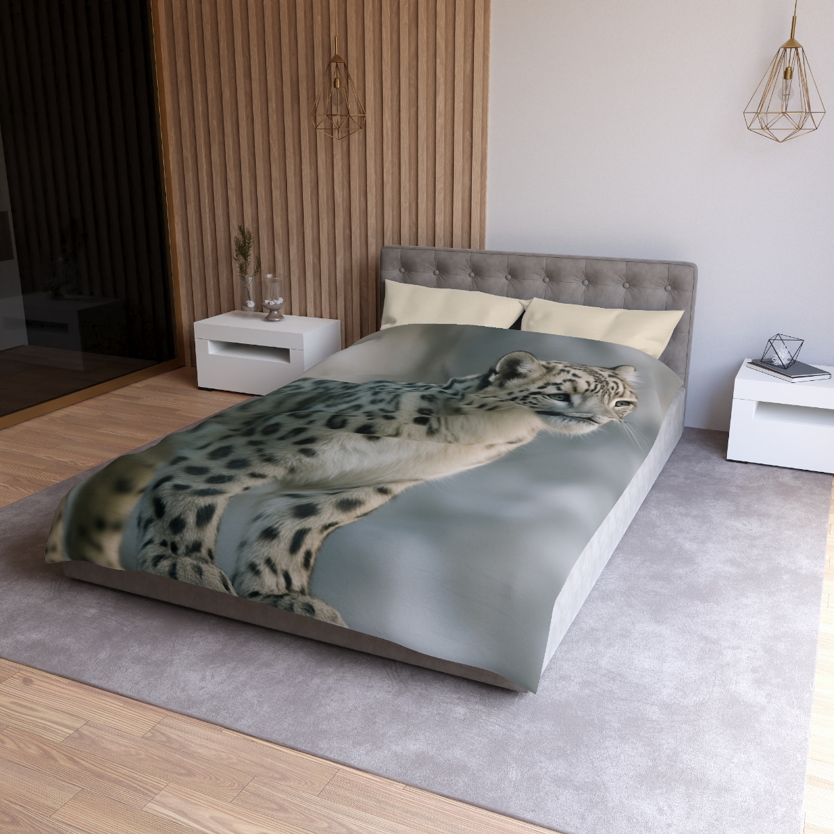 Cliff Phantom Snow Leopard soft comforter duvets