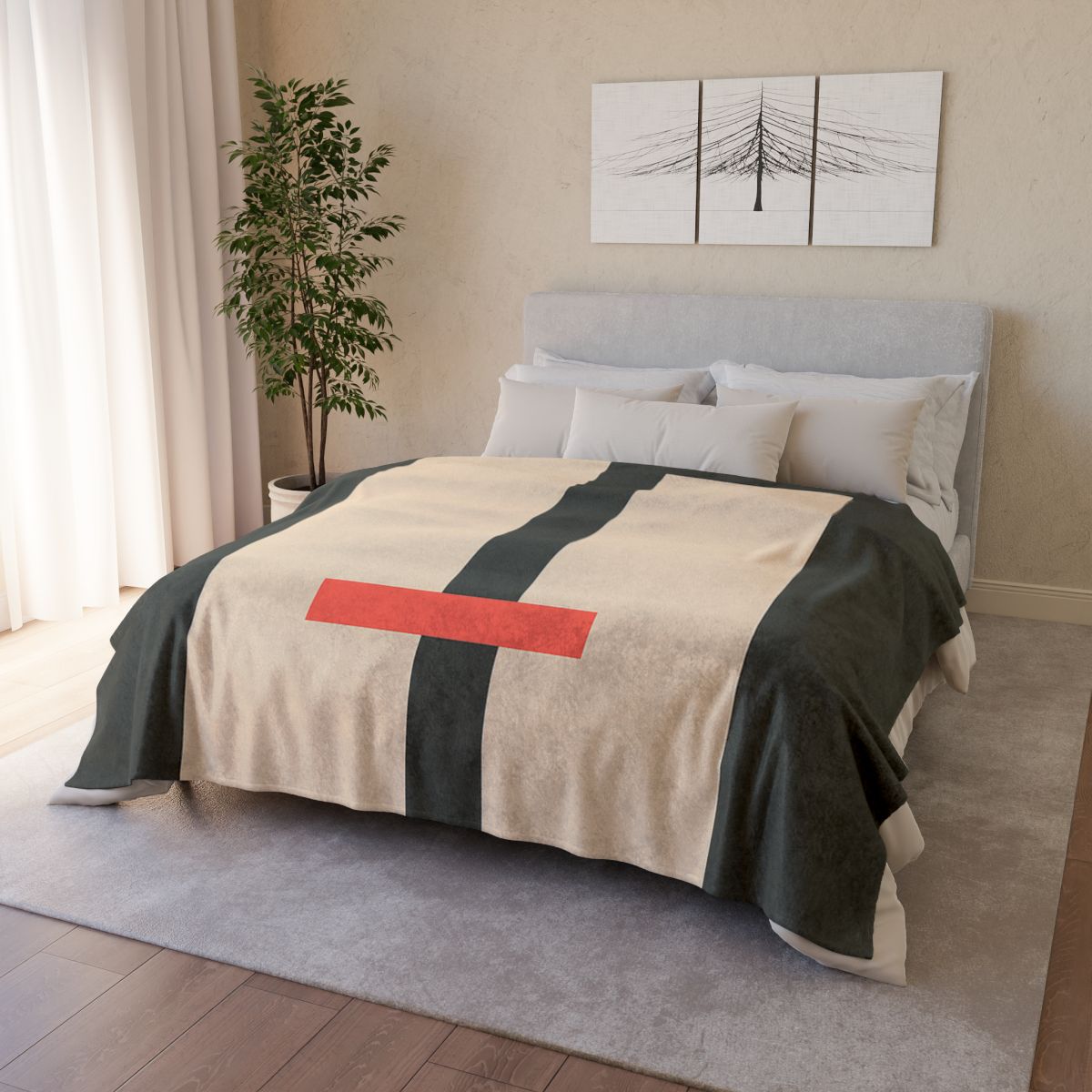 Offset Rectangle Pause soft fleece blankets