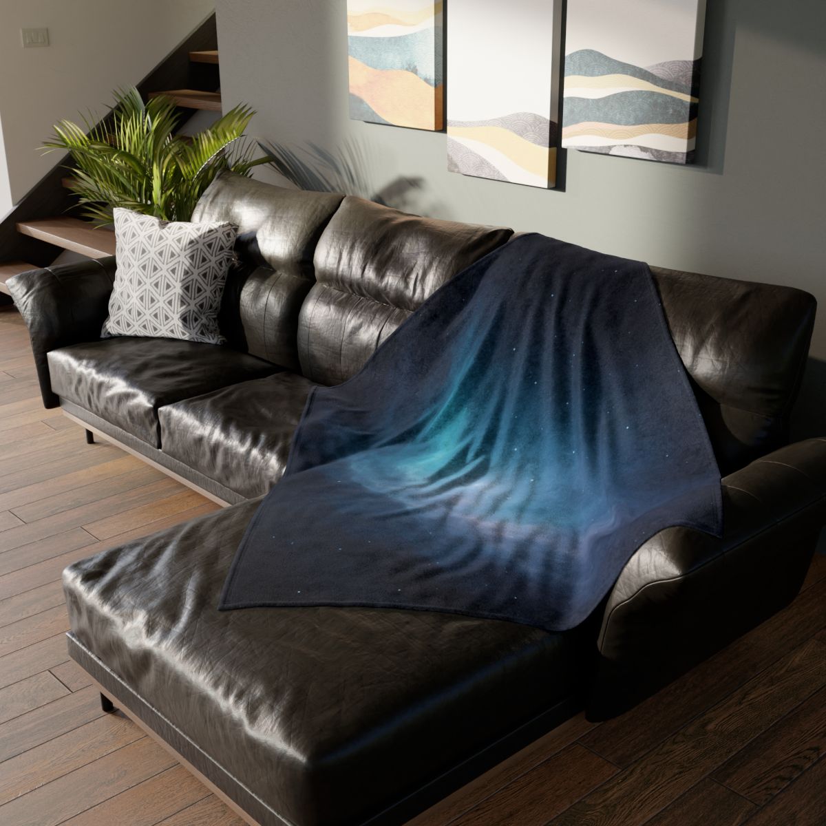 Luminous Void Tidal Bloom designer printed blankets