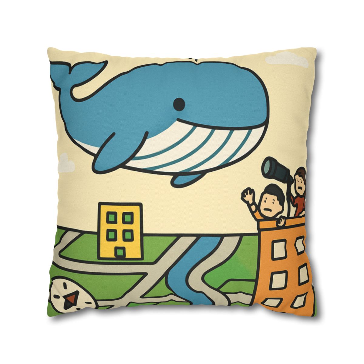 Sky Whale Over The Map City custom pillow cases