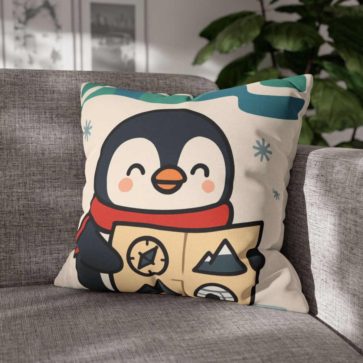 Polar Lights Penguin Map Quest comfortable bedding pillow covers