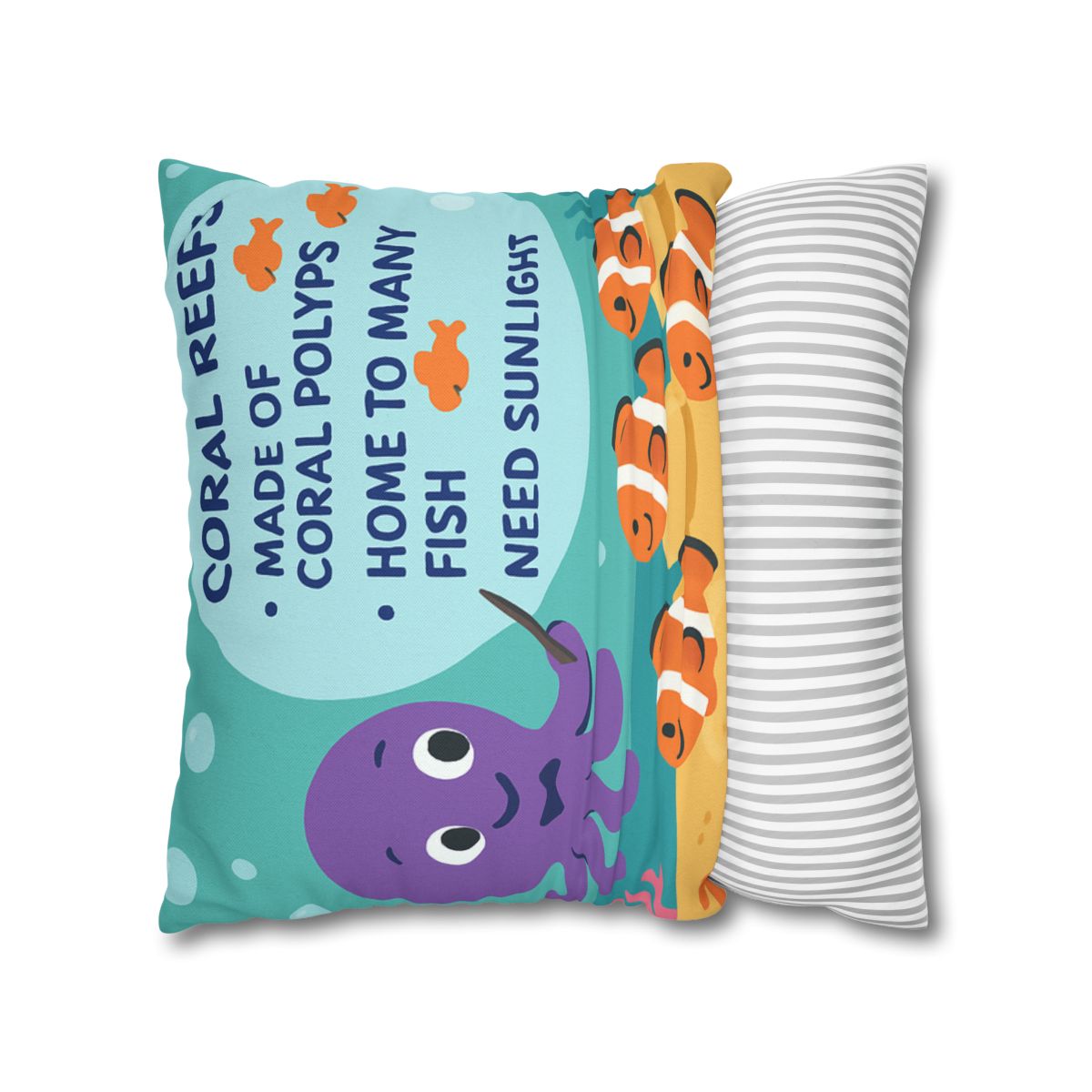 Coral Classroom With Professor Octopus stylish decorative pillowcases