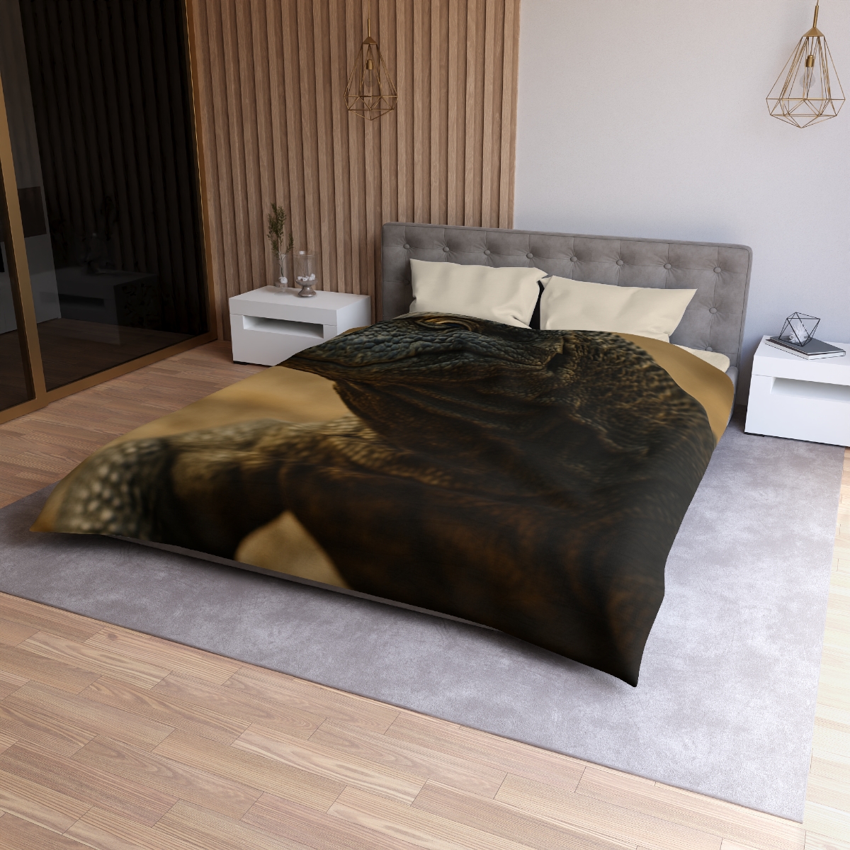 Ancient Sentinel Komodo Dragon designer printed duvets