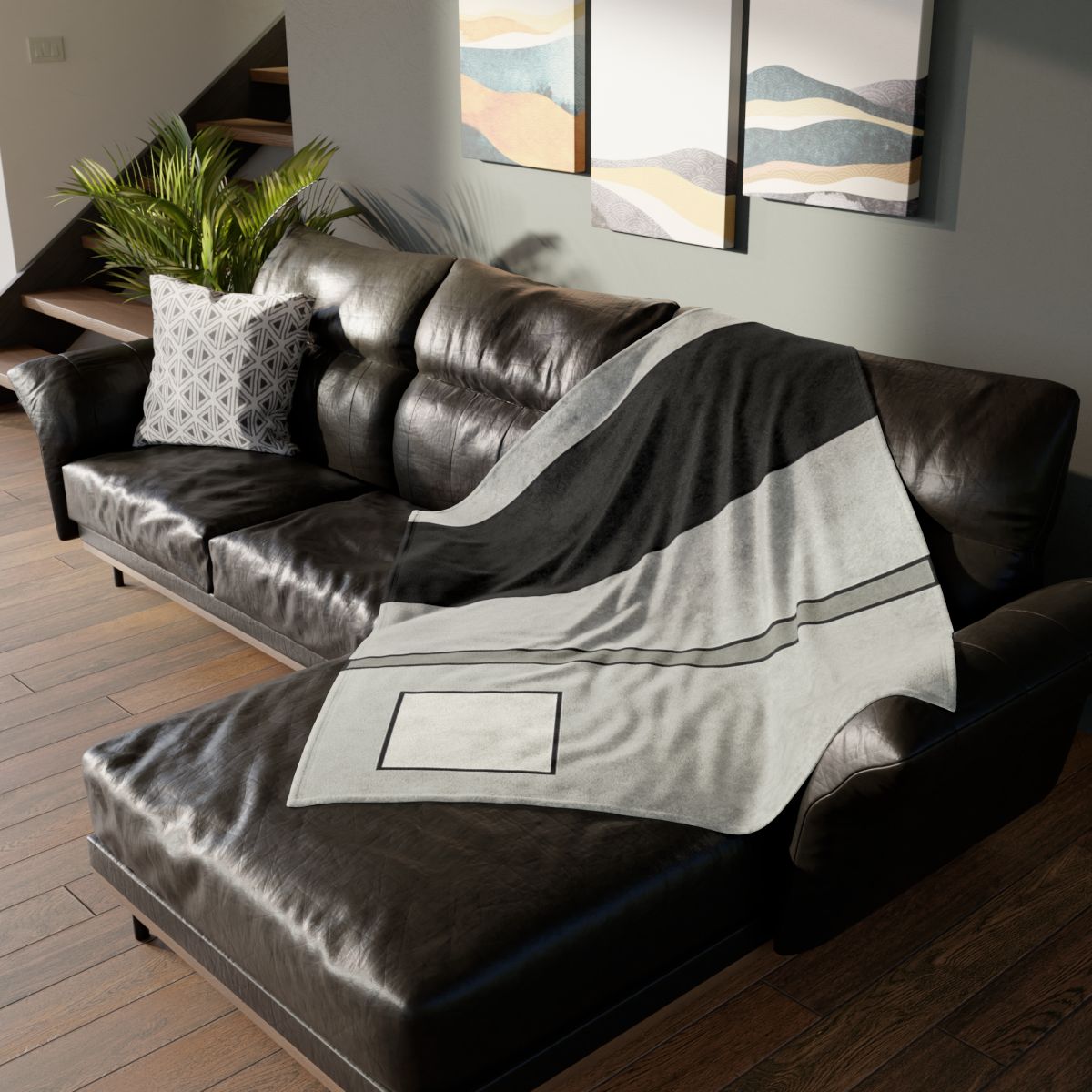 Offset Rectangle Composition soft fleece blankets