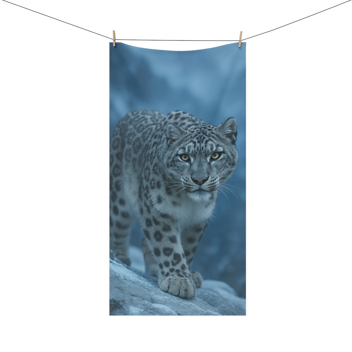 Moonlit Mirage Snow Leopard comfortable face towels