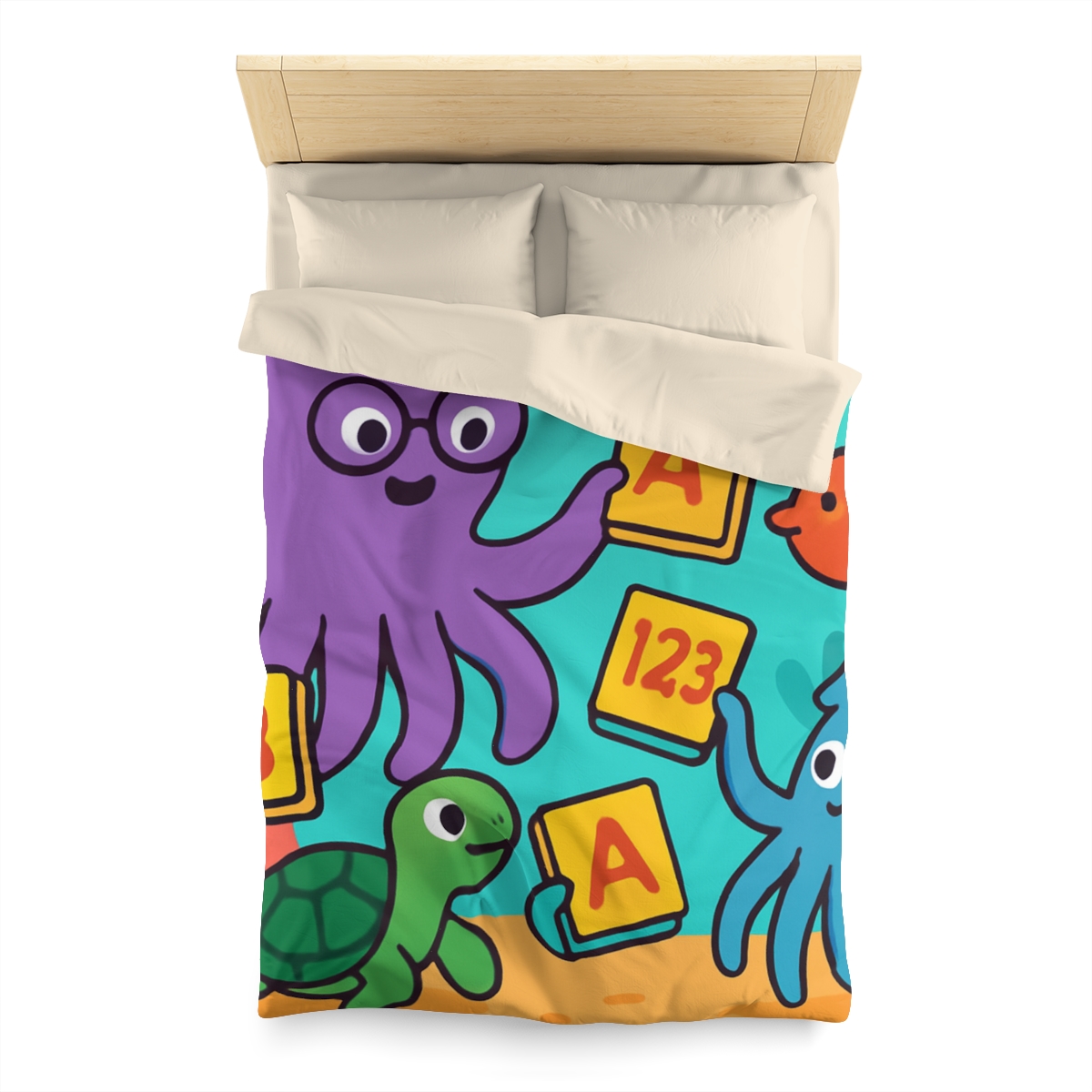 Octopus Librarian In Coral Reef School personalized bedding duvets