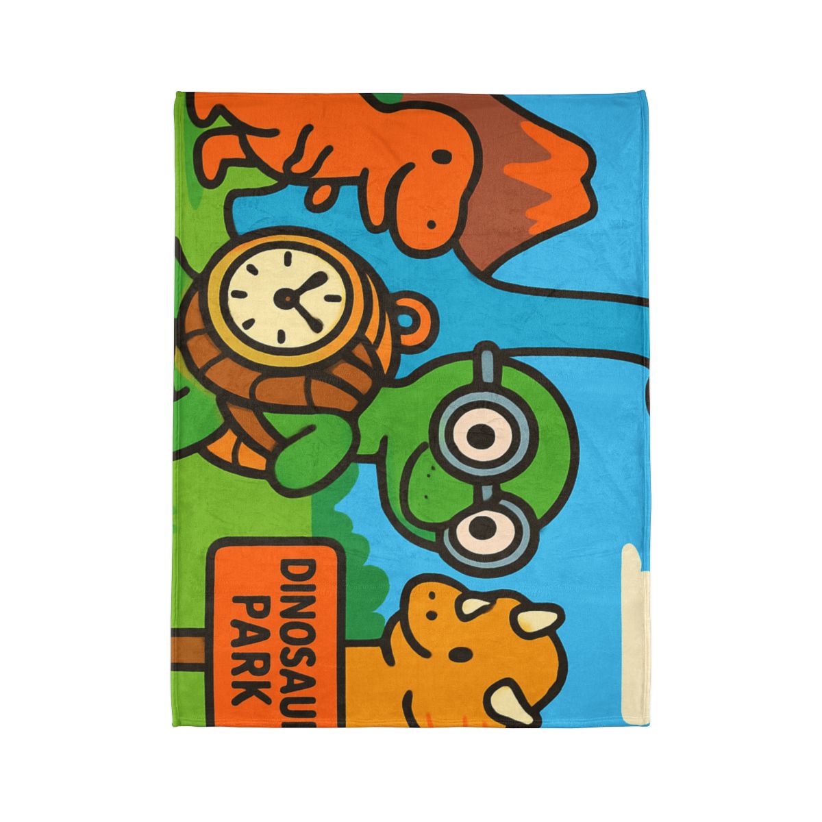 Time Traveling Turtle At The Dino Park designer printed blankets
