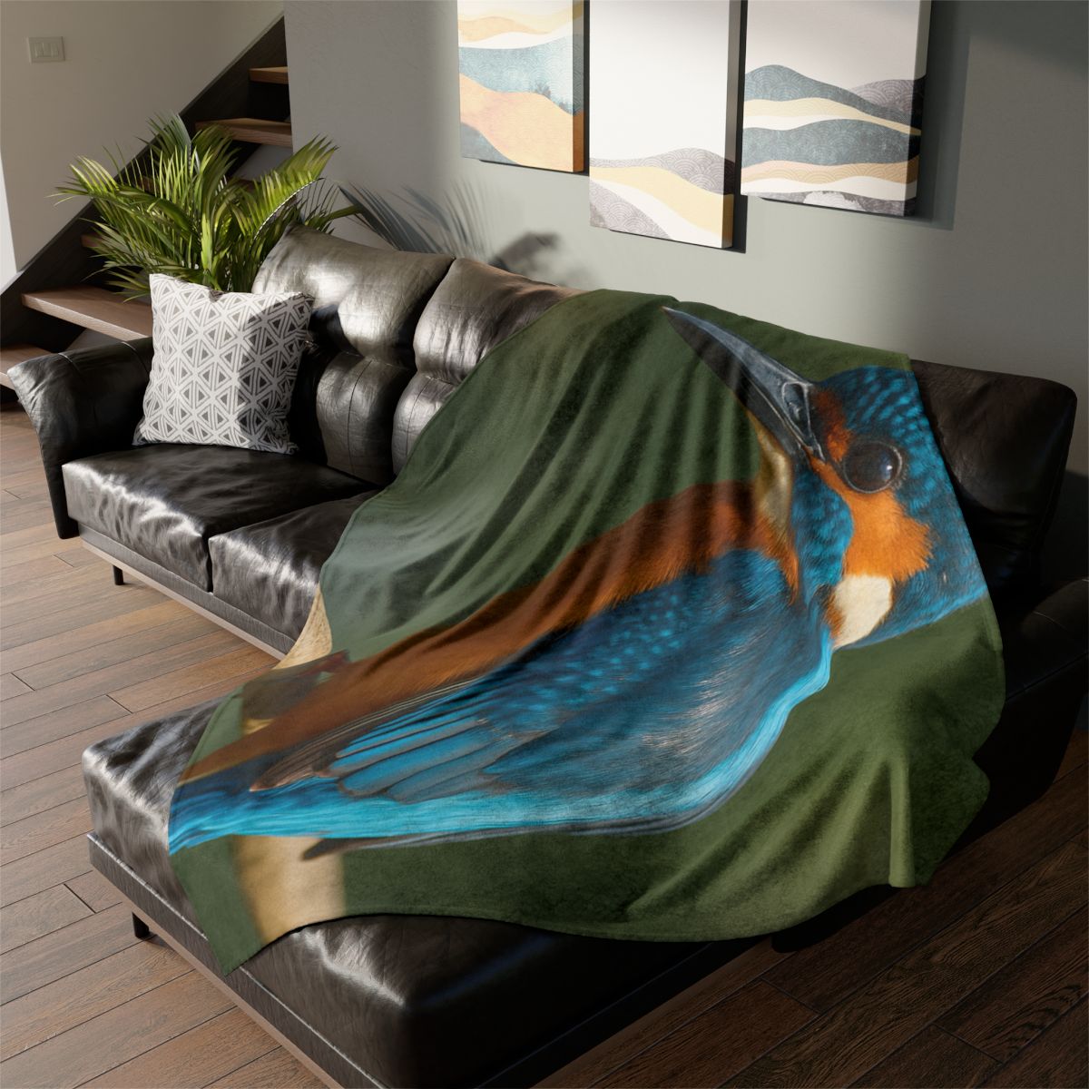 Azure Bolt Common Kingfisher soft fleece blankets