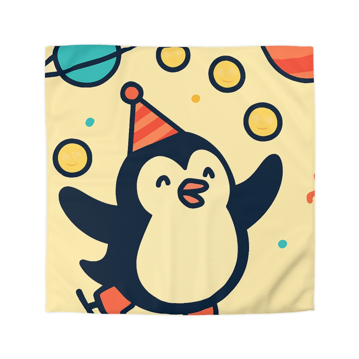 Cosmic Carnival Penguin designer printed duvets