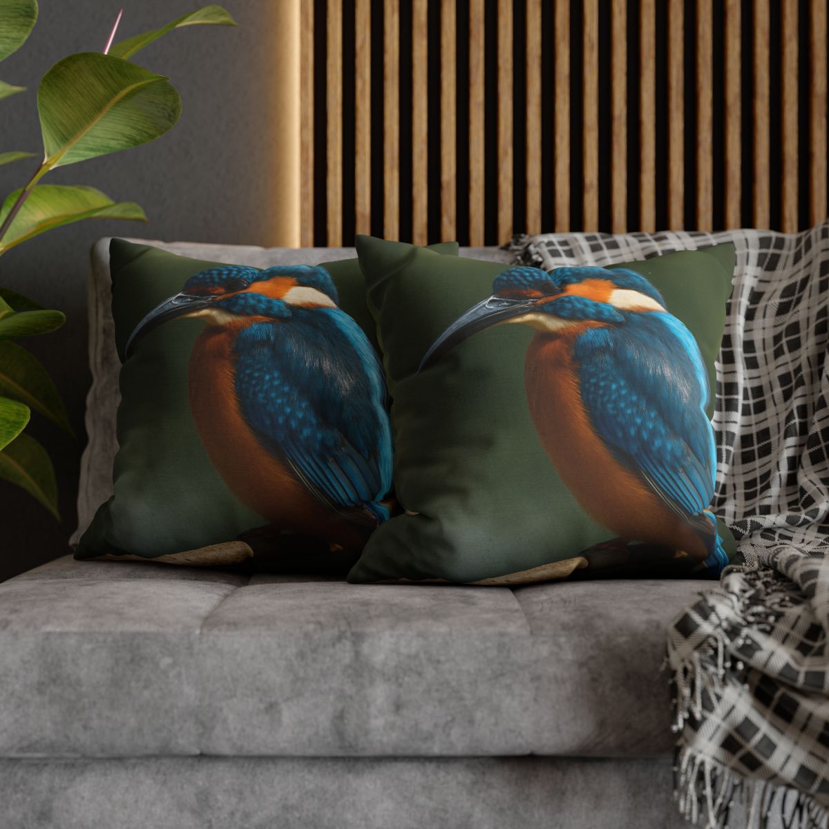Azure Bolt Common Kingfisher designer print pillow cases