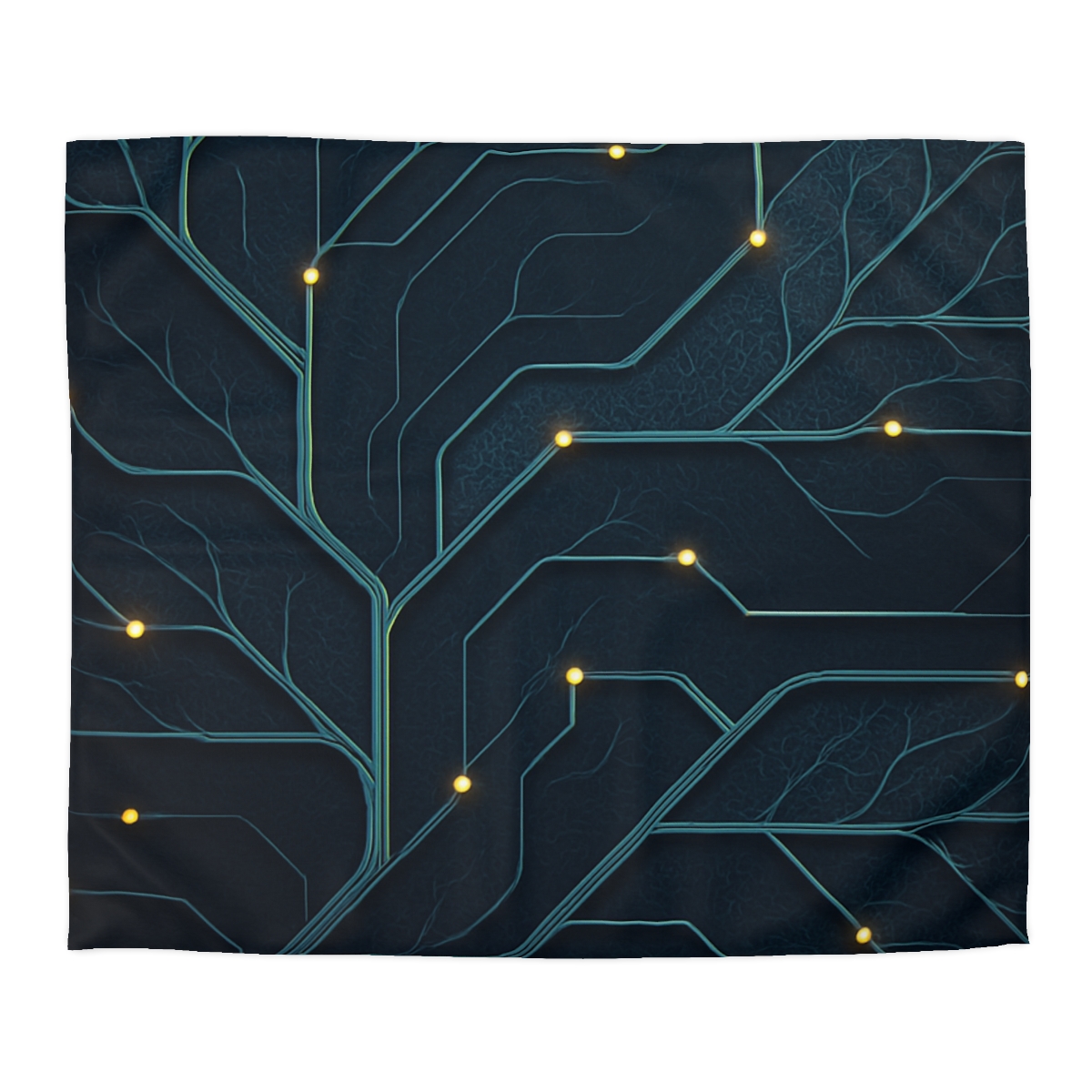 Leaf Vein Circuit Filigree designer printed duvets