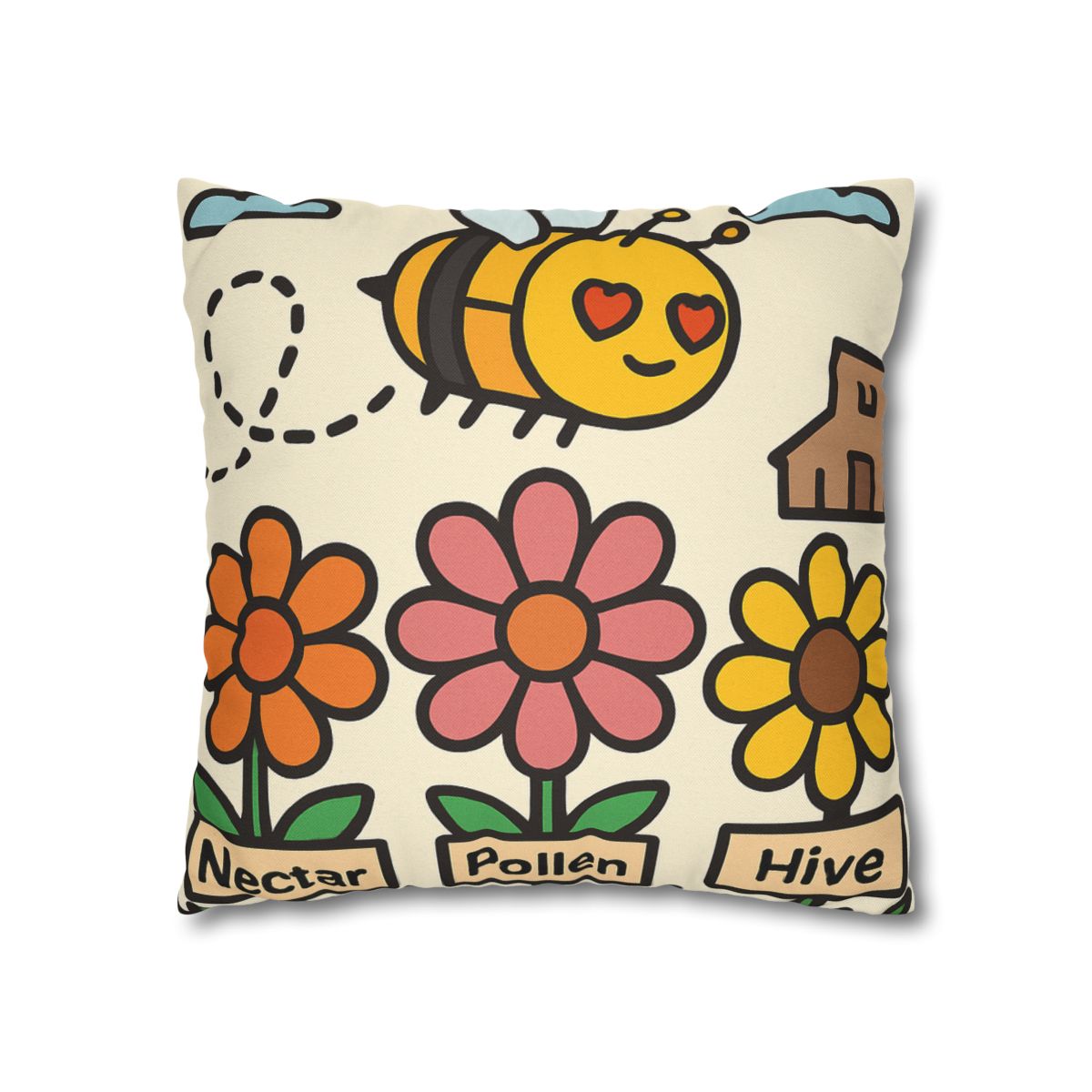 Robot Bee Pollination Map trendy patterned pillow cases