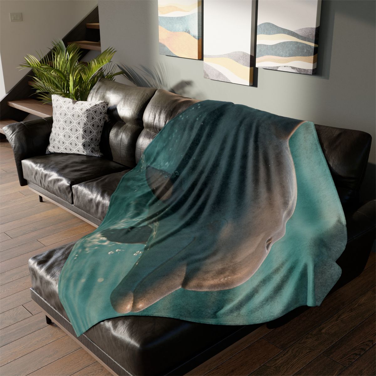 Silver Glide Bottlenose Dolphin soft fleece blankets