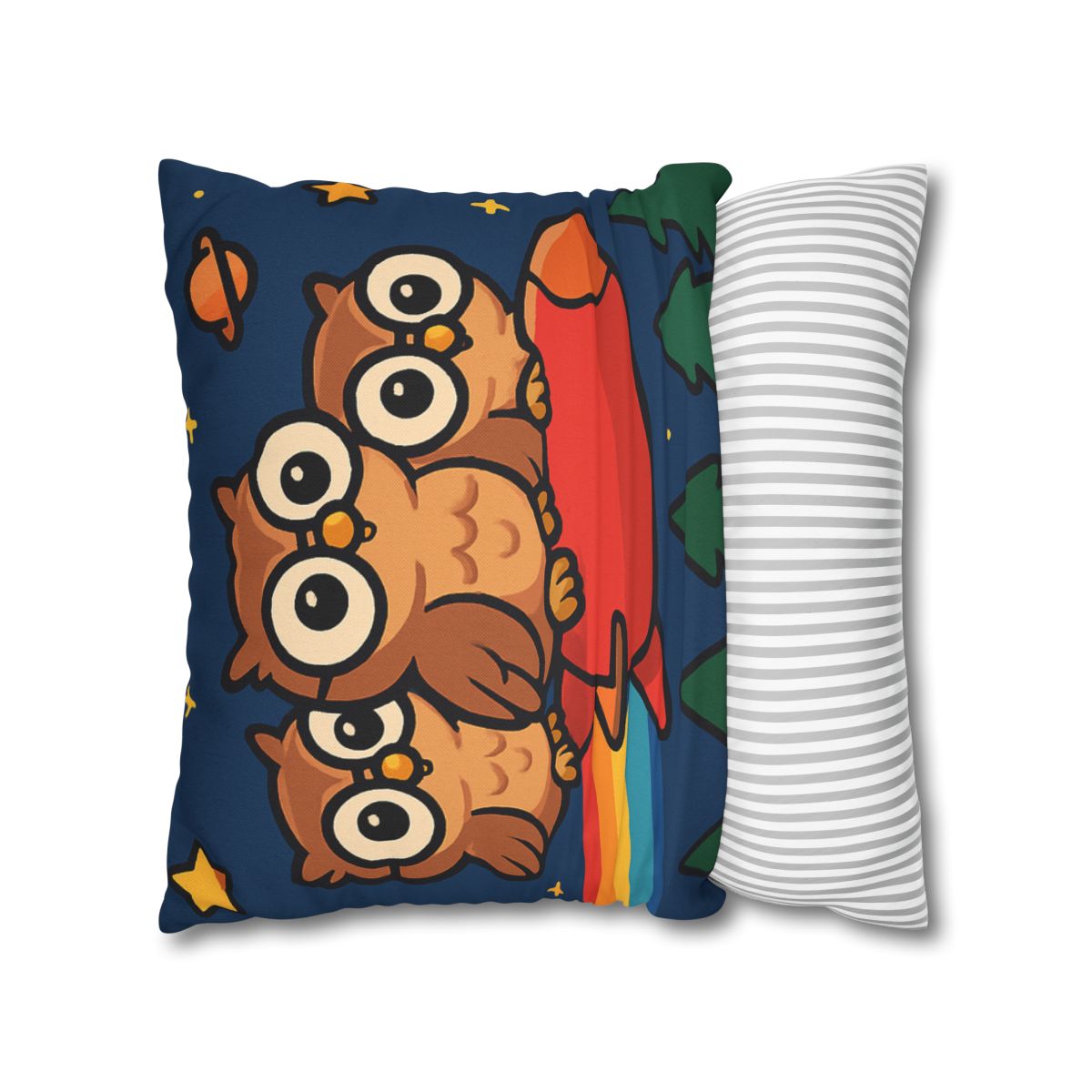 Rocket Riding Forest Owls designer print pillow cases