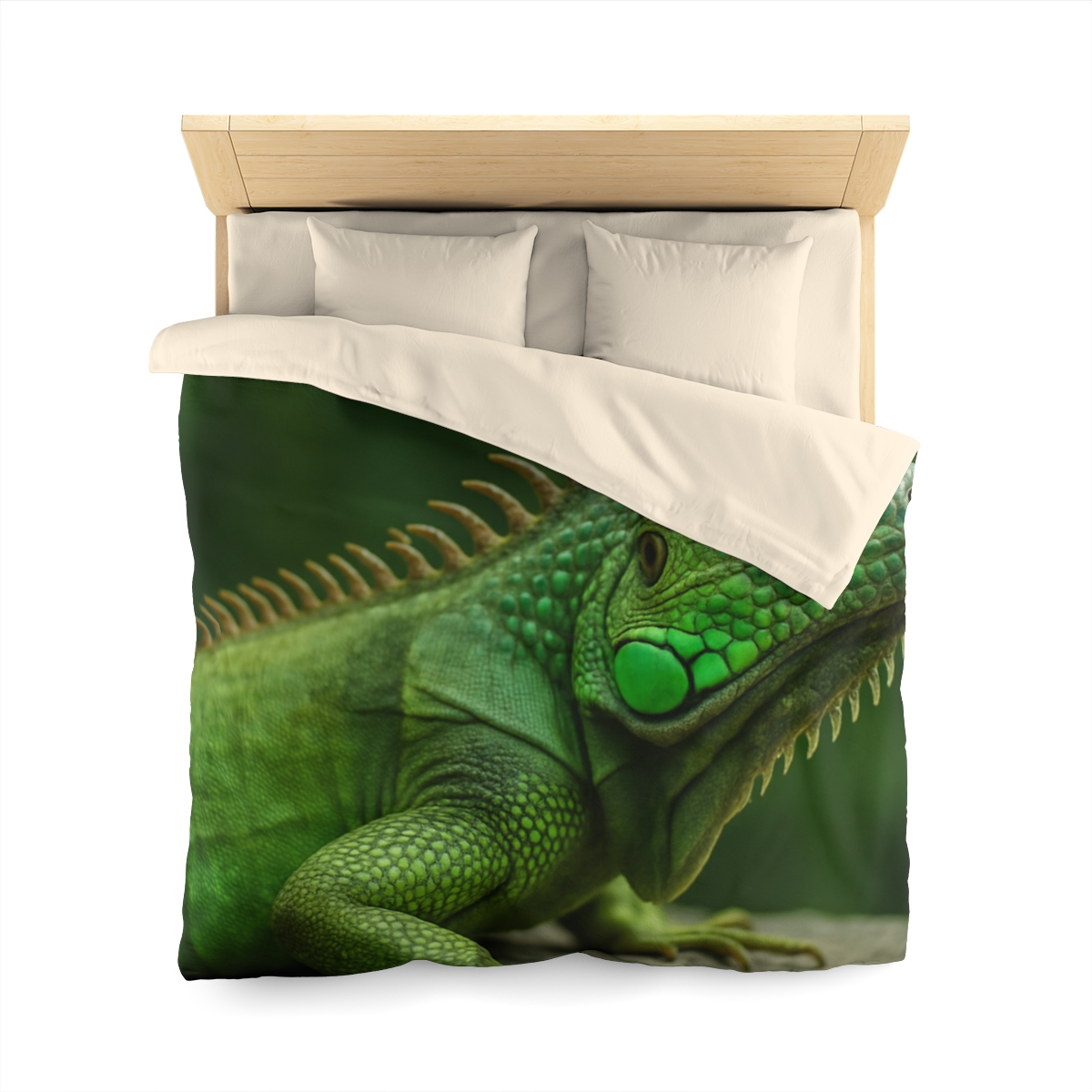 Stone Watcher Green Iguana designer printed duvets