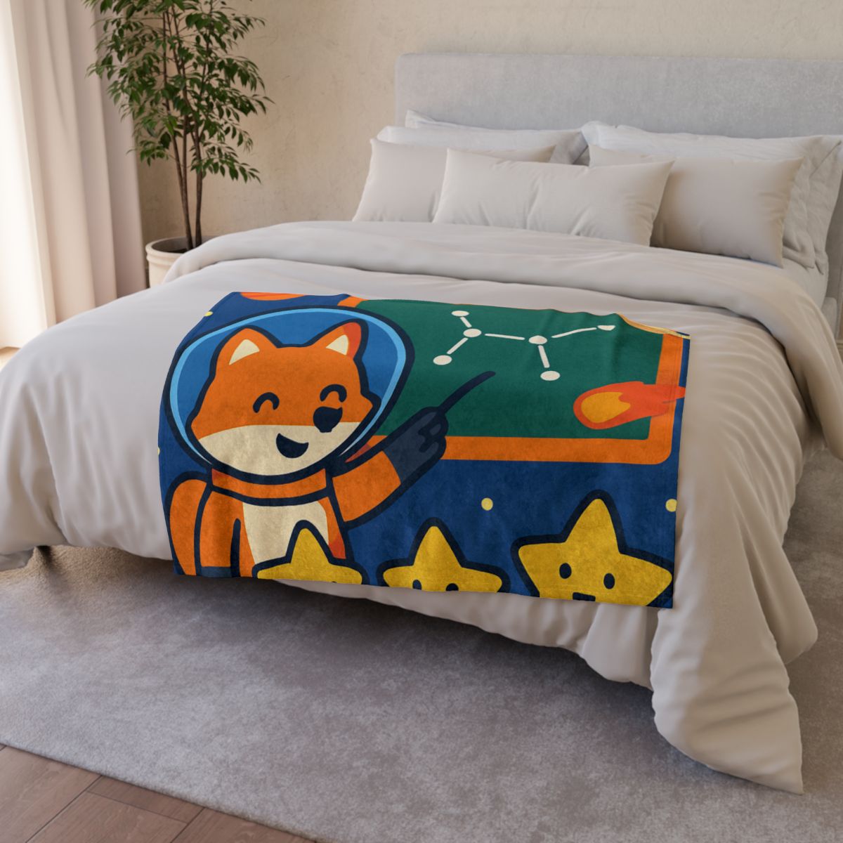 Comet Classroom Space Fox designer printed blankets