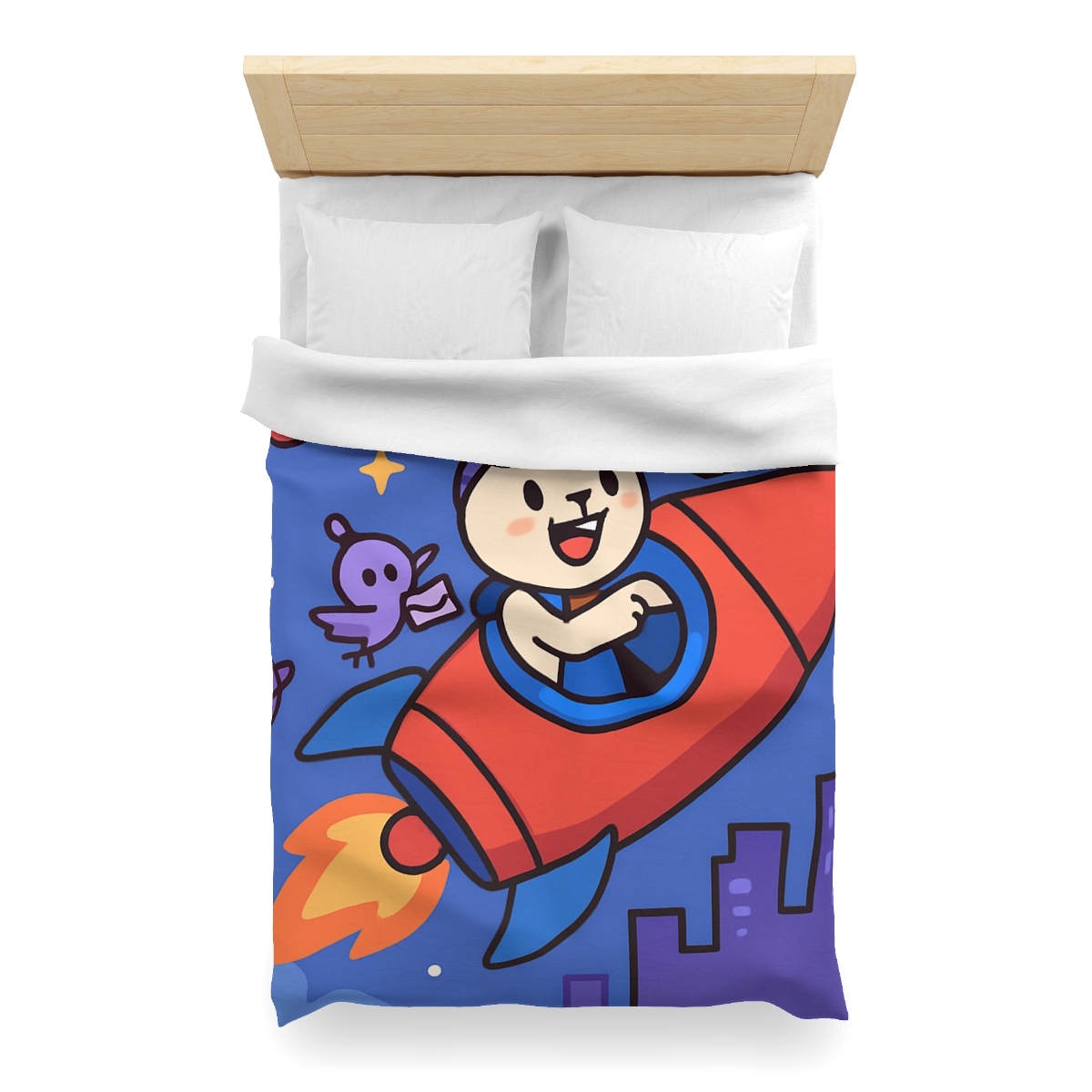 Rocket Rabbit Space Delivery custom duvets