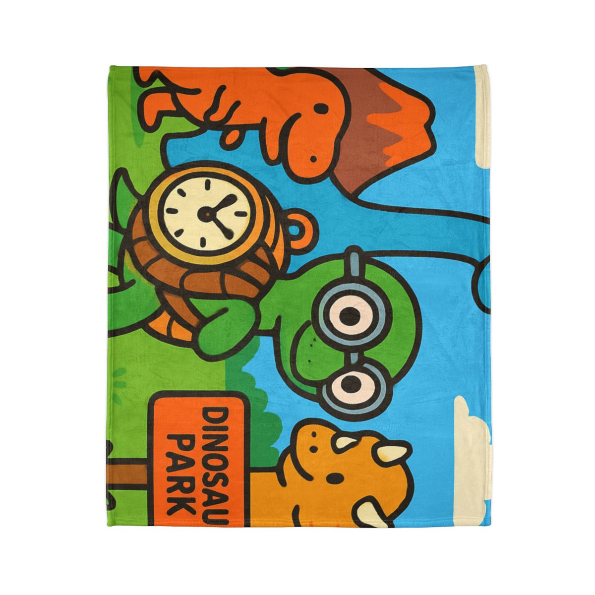 Time Traveling Turtle At The Dino Park designer printed blankets