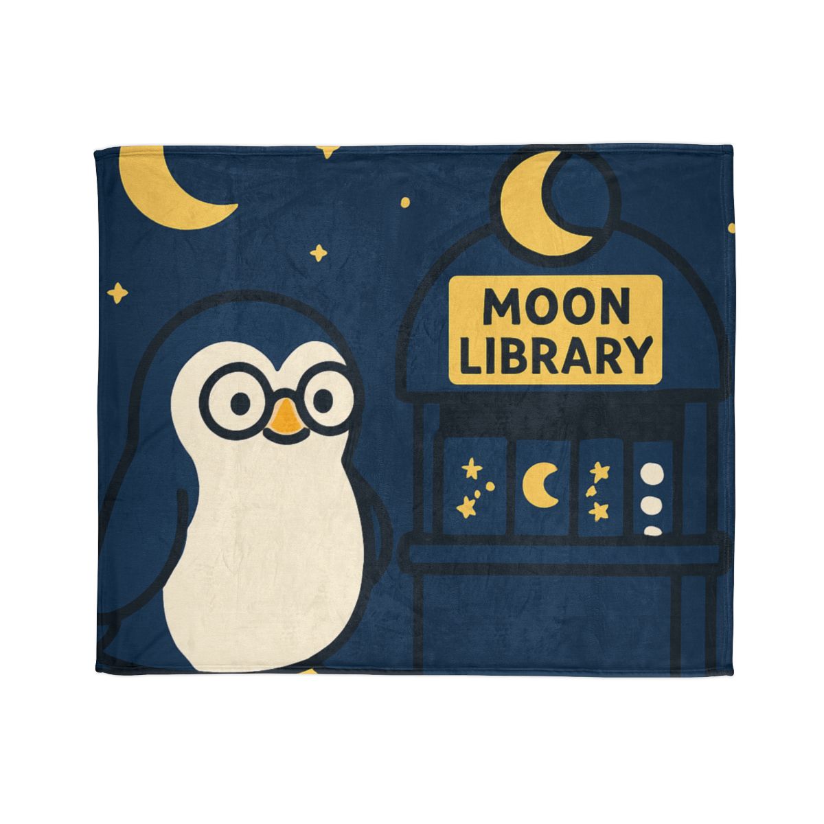 Moonlight Library Run By A Wise Penguin Astronomer personalized cozy blankets