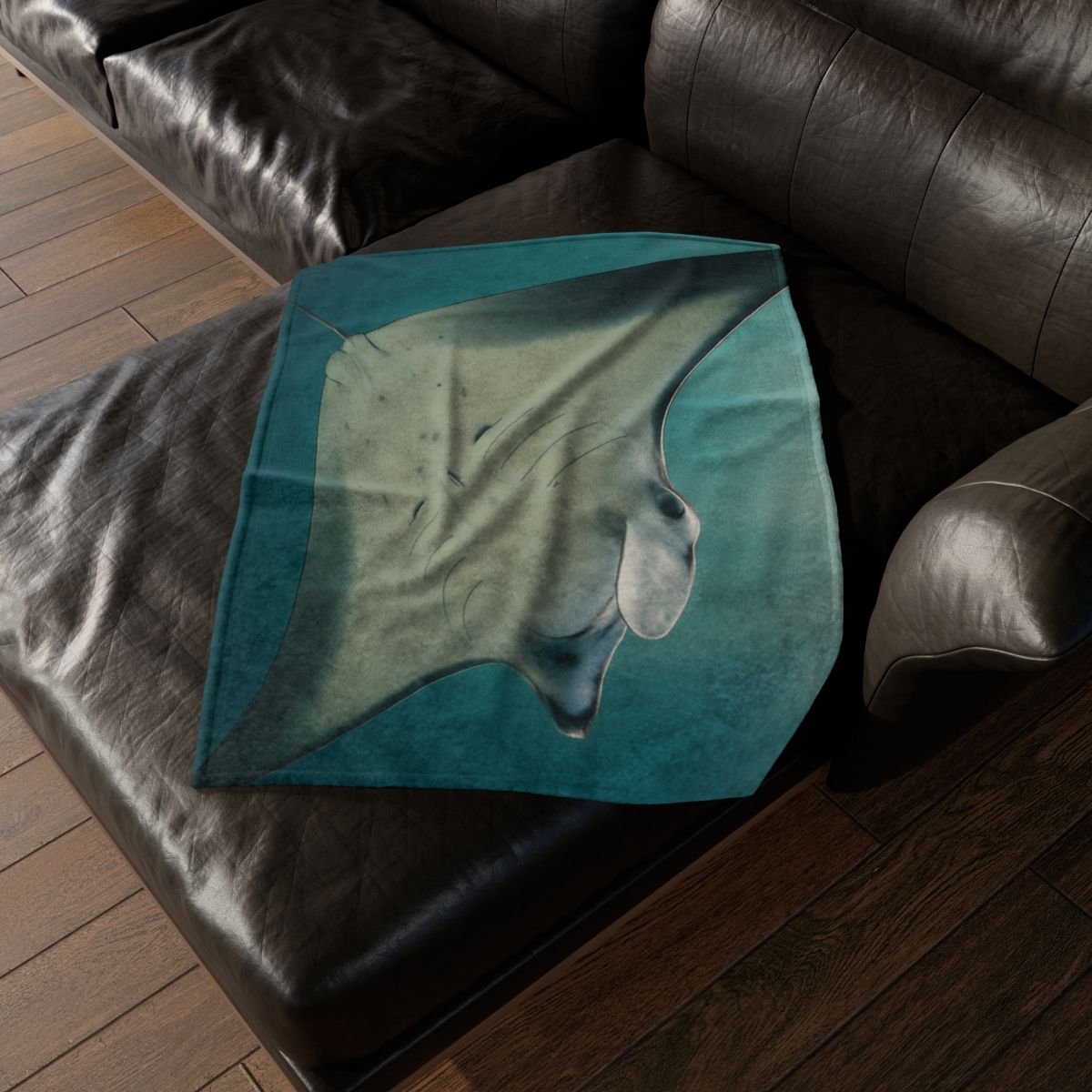 Celestial Glide Reef Manta Ray soft fleece blankets