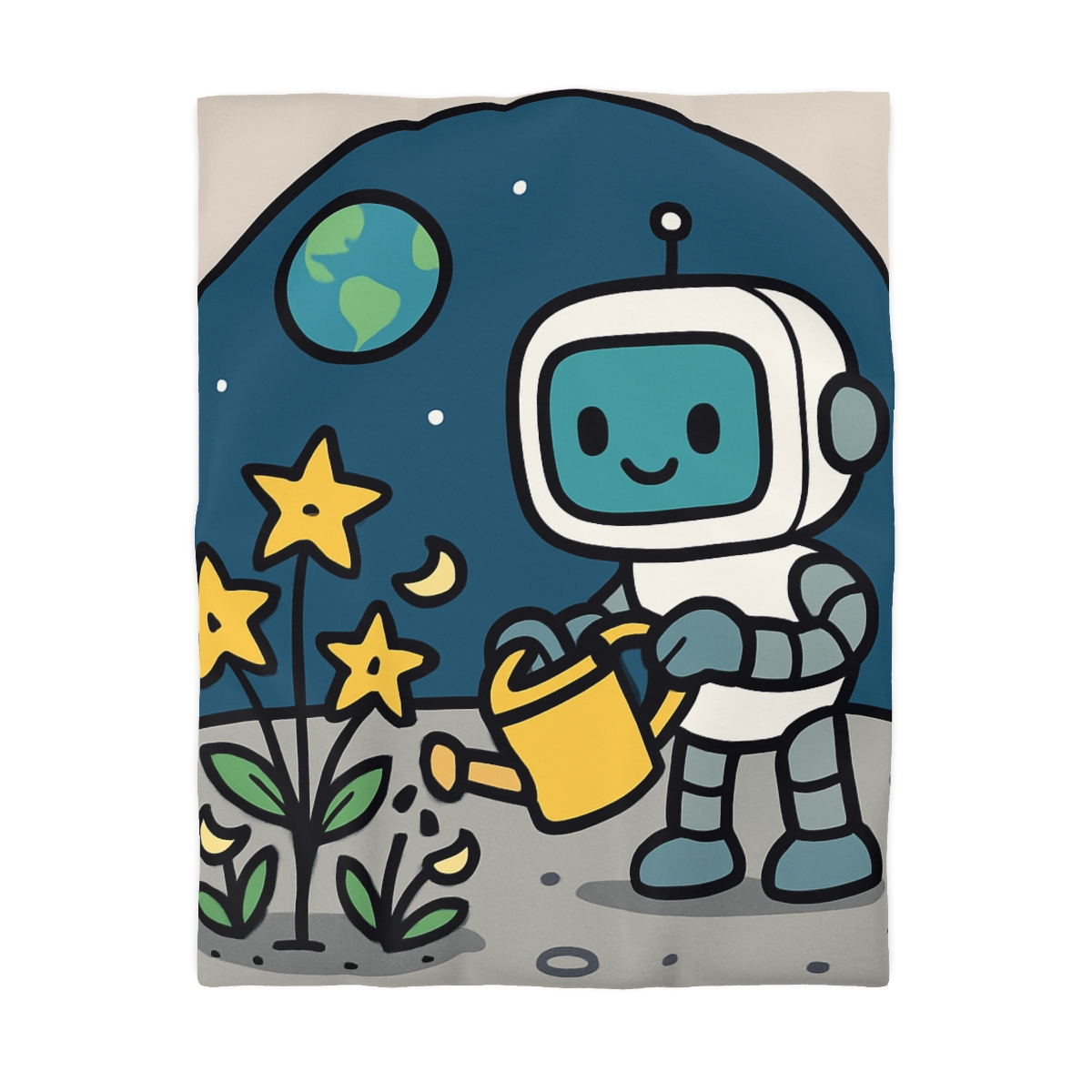 Moon Garden Robot And Space Sprouts duvets for gifts
