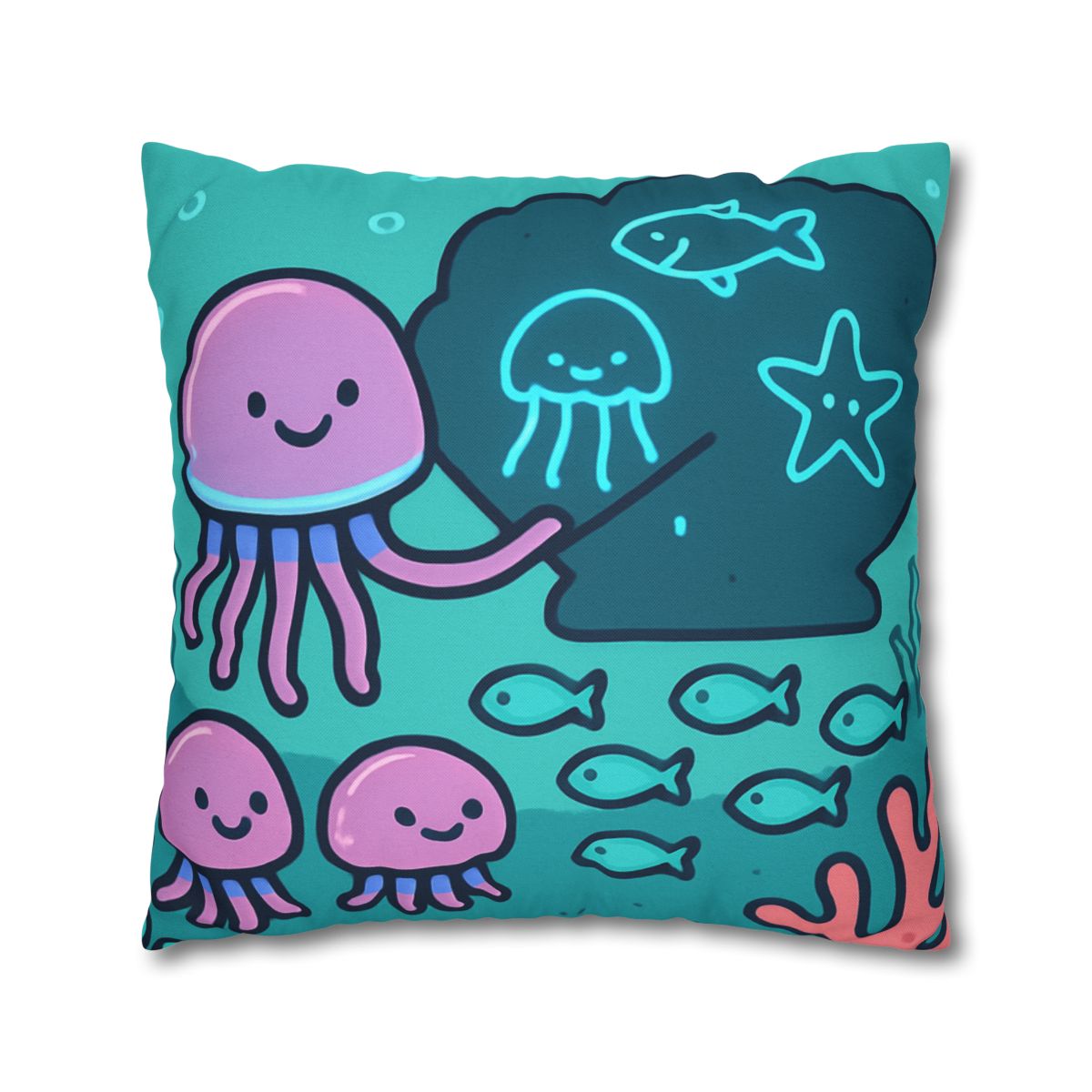 Bioluminescent Reef School With Glow Jellyfish custom pillow cases