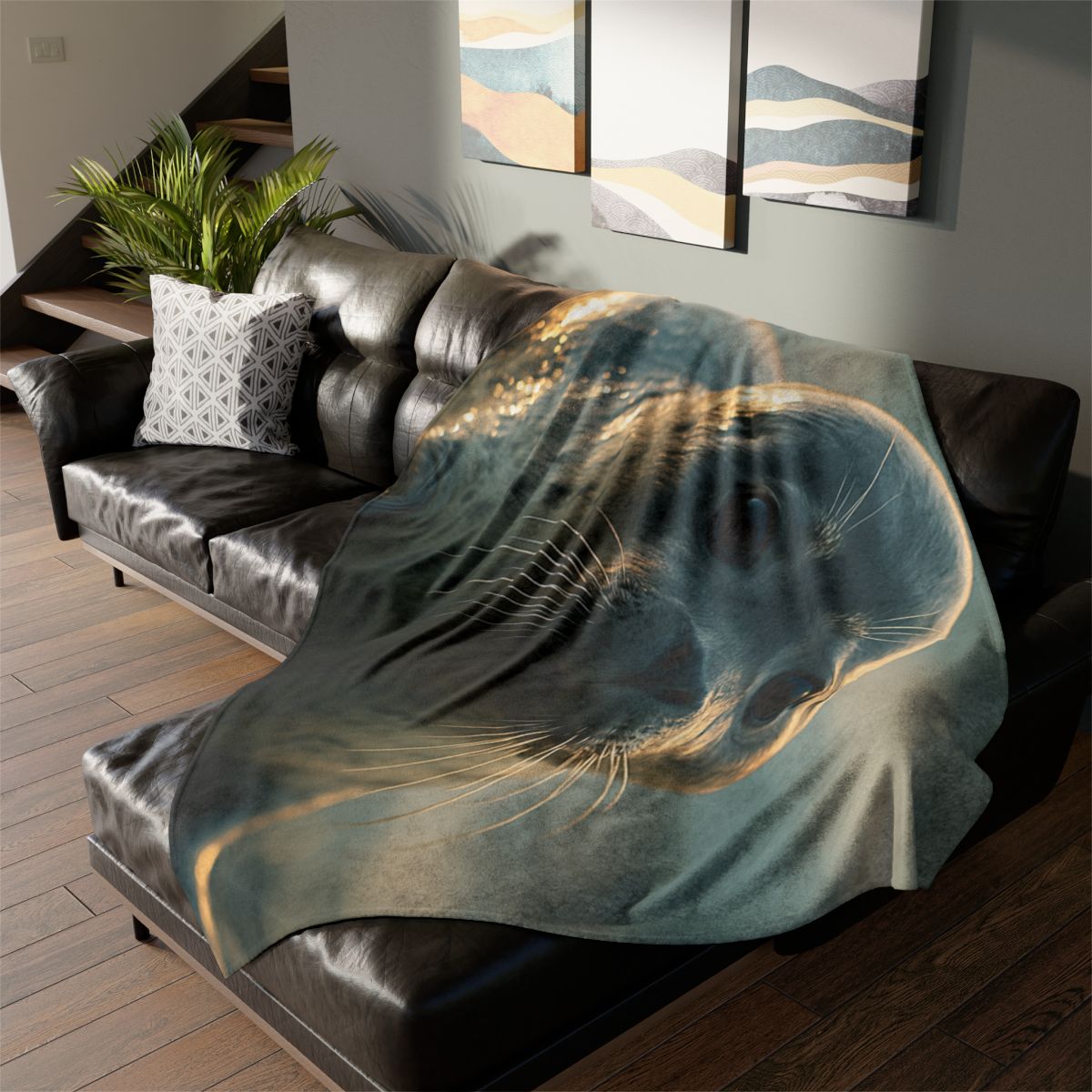 Luminous Gaze Harbor Seal stylish throw blankets