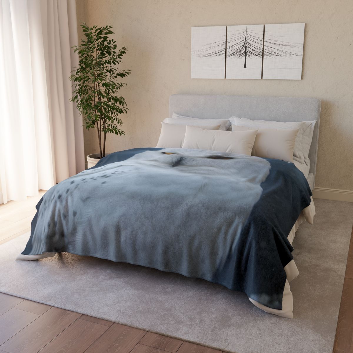 Twilight Watcher Snowy Owl trendy patterned blankets